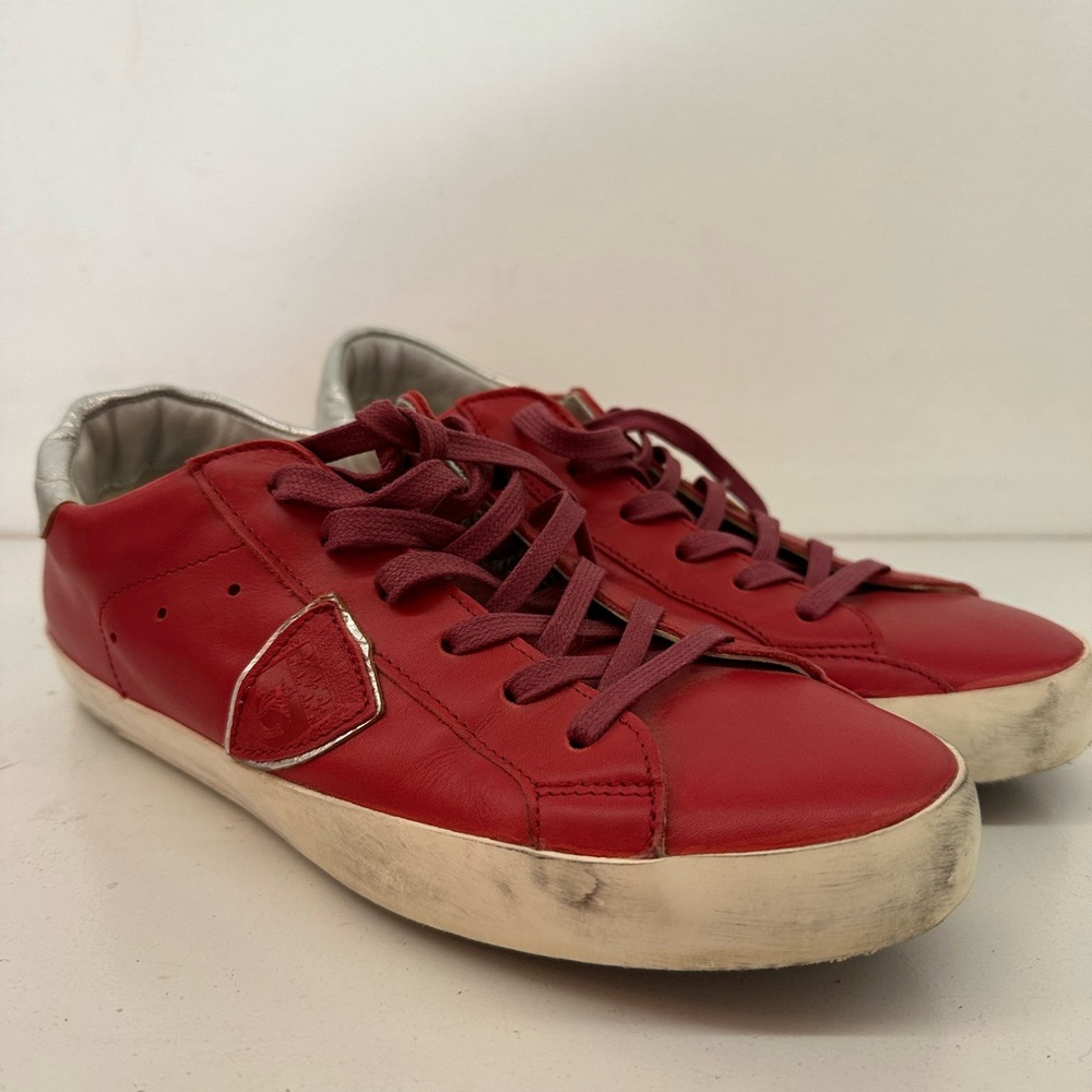 Philippe Model Red and White Retro Sneakers